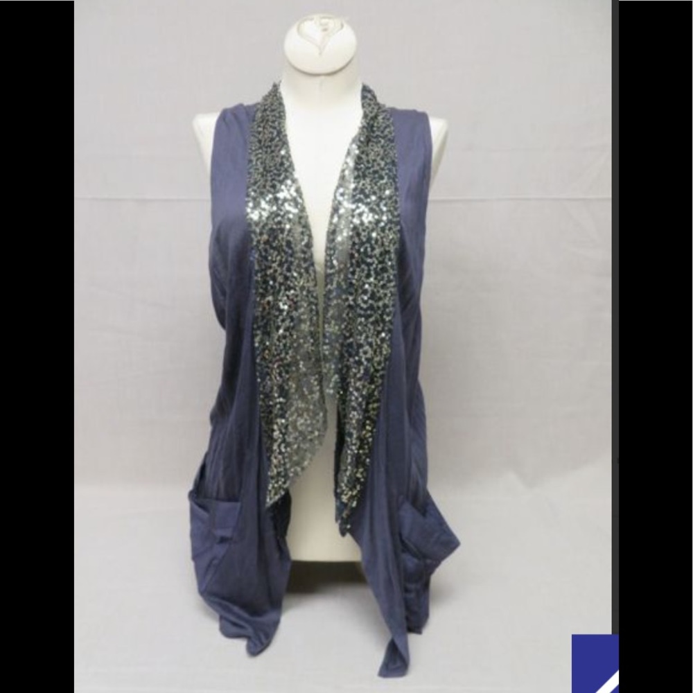 NWT! FREE PEOPLE NAVY OPEN VEST CARDIGAN